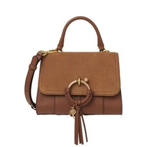 NWT See By CHLOE Joan Mini Shoulder Leather Suede Bag Purse in Caramello Brown